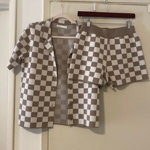 Oak + Fort shorts & button up summer set - size XS (fits like a small)